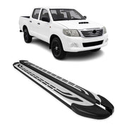 Trittbretter Seitenschweller für Toyota Hilux 2005-2015 Schwarz Aluminium