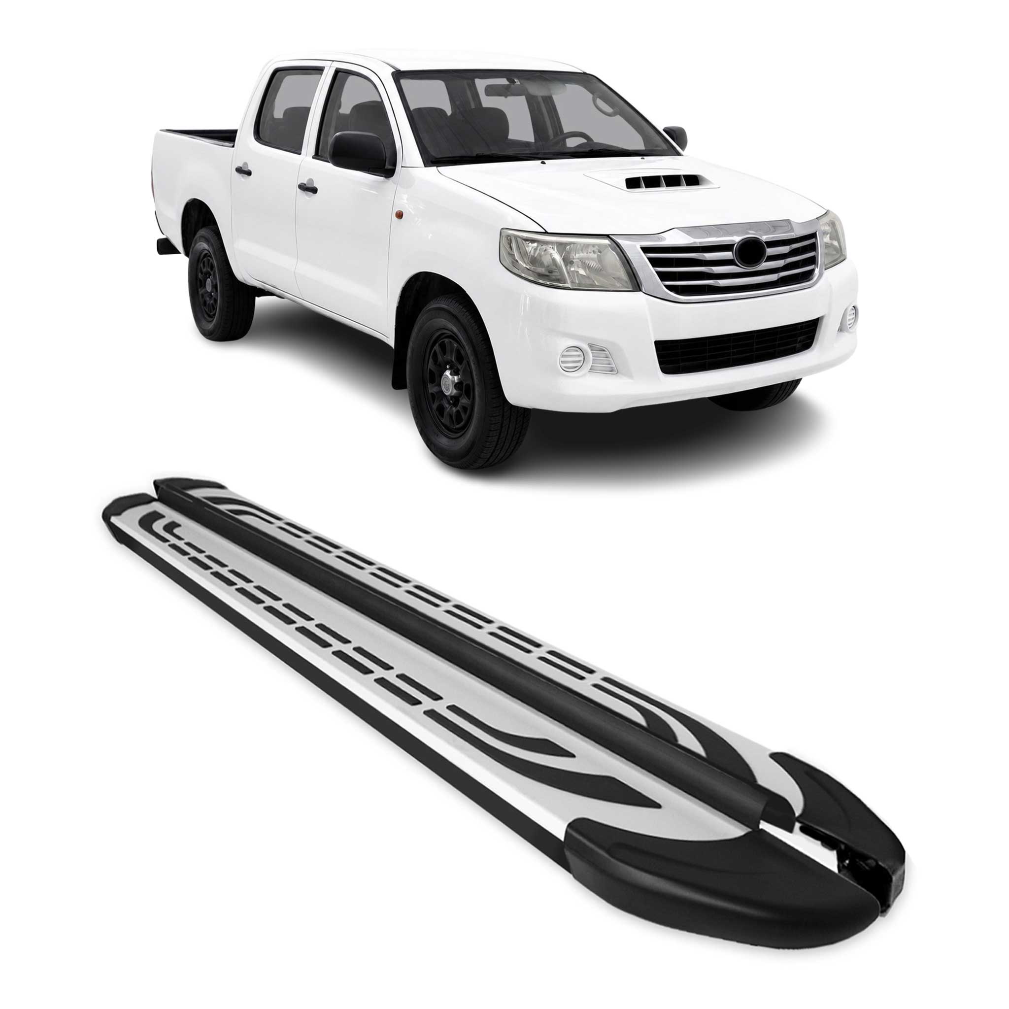 Trittbretter Seitenschweller für Toyota Hilux 2005-2015 Schwarz Aluminium