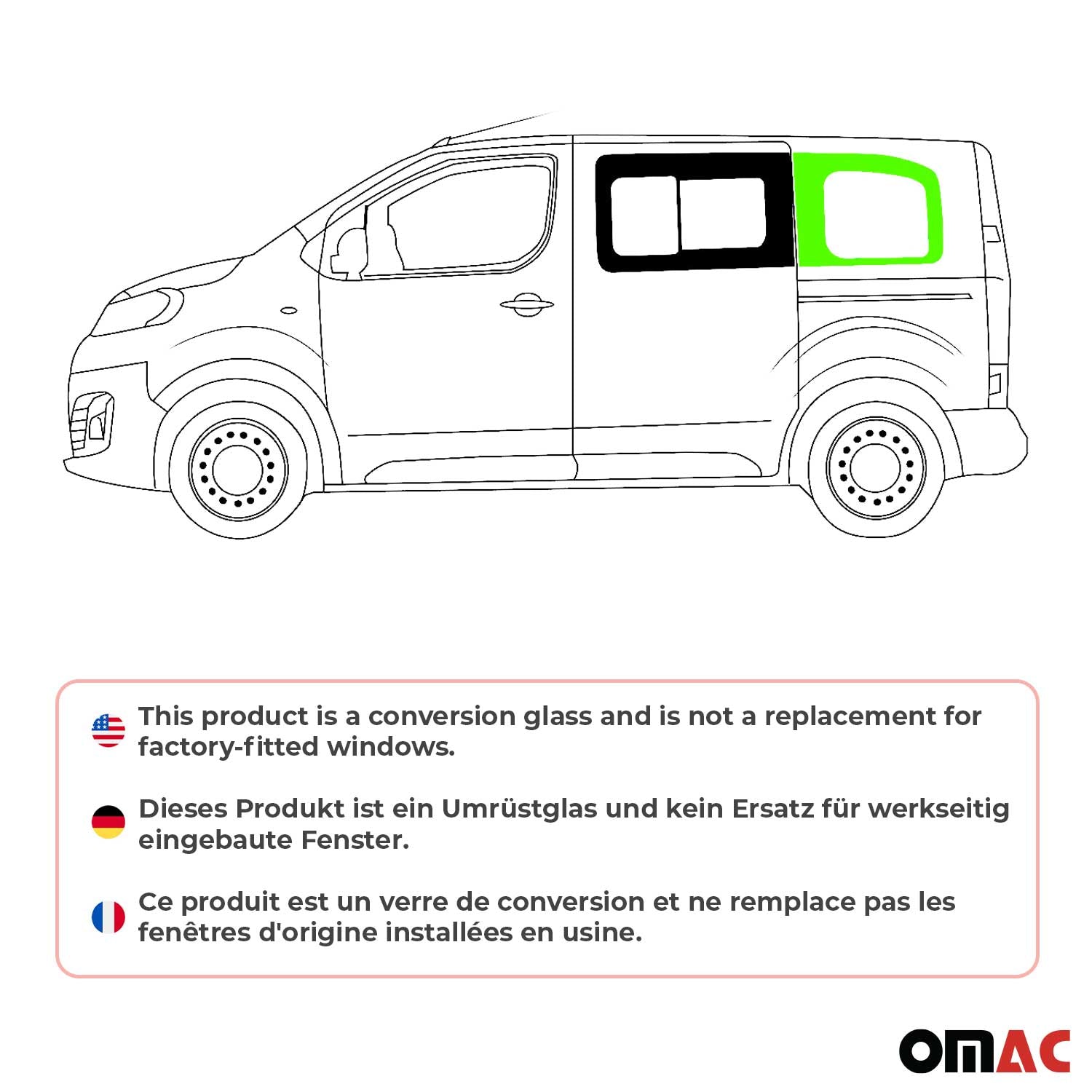 Seitenfenster Auto Seitenscheibe für Citroen Jumpy 2016-2026 Links Schiebetür L1