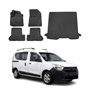 Fußmatten & Kofferraumwanne Set für Dacia Dokker 2012-2021 Gummi TPE Schwarz 5x