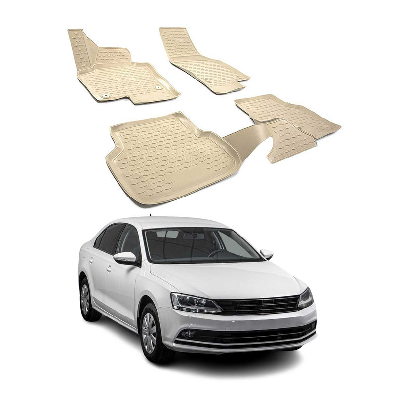 OMAC Gummimatten Fußmatten für VW Jetta 2011-2018 TPE Automatten Beige 4x