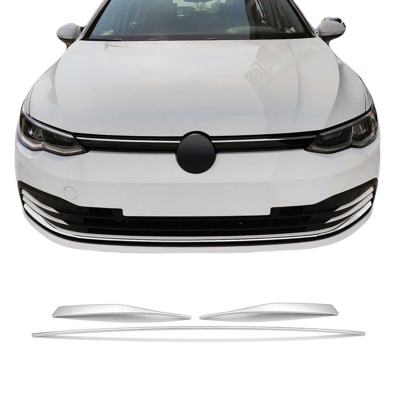 Kühlergrill Leisten Grillleisten für VW Golf 8 2019-2025 Edelstahl Silber 3tlg