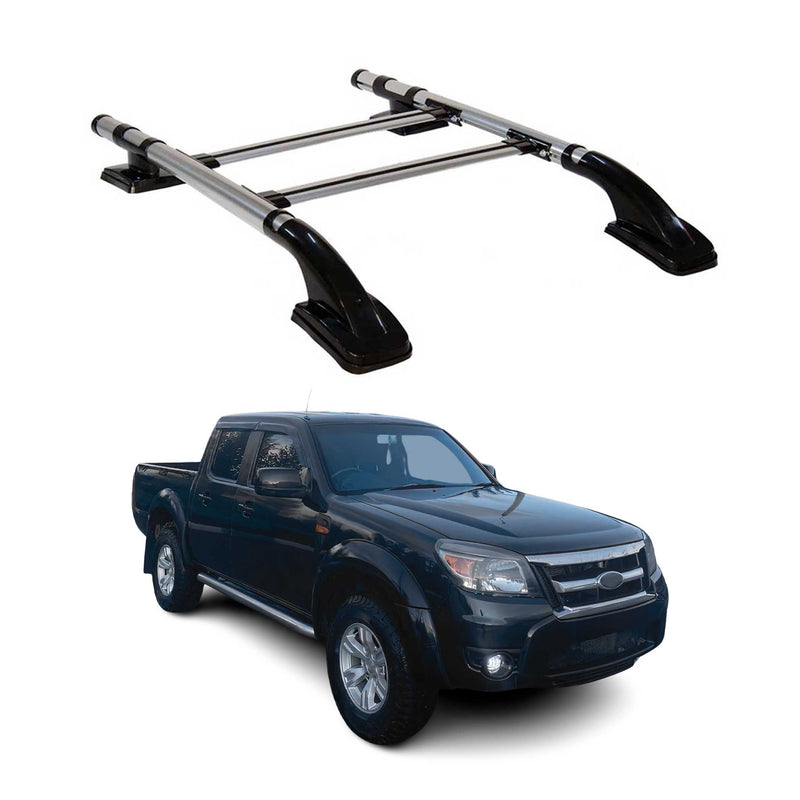 Dachreling Dachträger Satz für Ford Ranger Double Cab 2 2007-2012 Alu Grau 4x