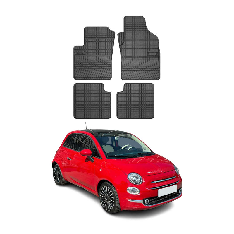 OMAC Gummi Fußmatten für Fiat 500 500C 2007-2020 Automatten Gummi Schwarz 4tlg