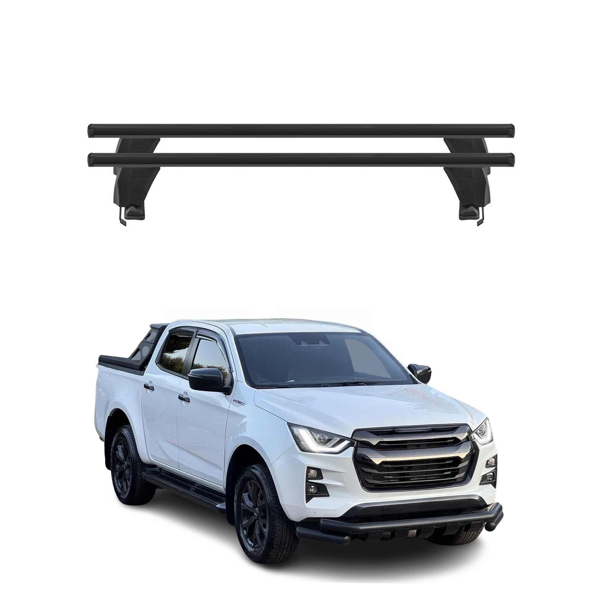 Menabo Dachträger Grundträger für Isuzu D-Max III 2019-2026 Alu Schwarz 2tlg