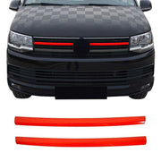 Kühlergrill Leiste Grillleisten für VW T6 alle 2015-19 Highline Edelstahl Rot 2x