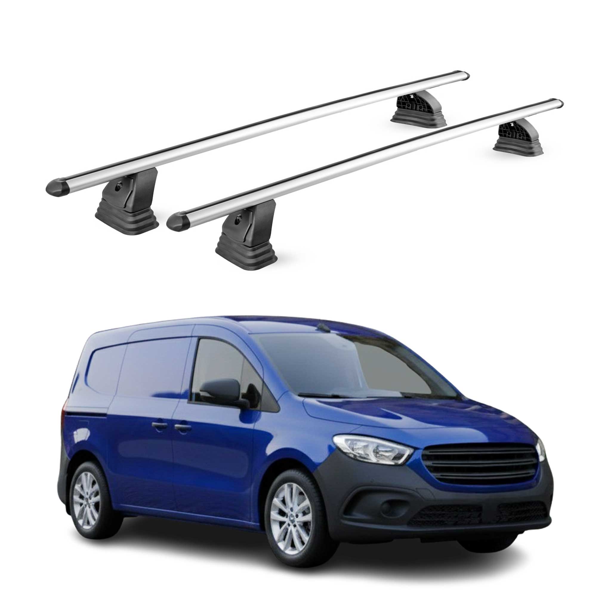 Alu Dachträger für Mercedes Citan W420 2021-2026 TÜV T-Nut 75 kg 2tlg Silber