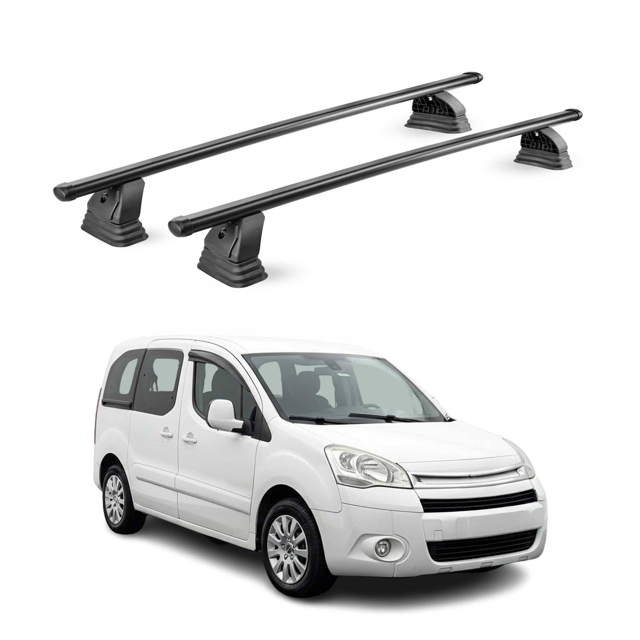 Stahl Dachträger für Citroen Berlingo II 2008-2018 TÜV 75 kg 2tlg Schwarz