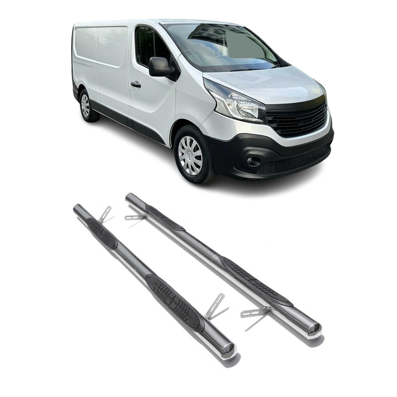 Edelstahl Trittbretter Schwellerrohre für Renault Trafic 2014-2025 L2 Silber