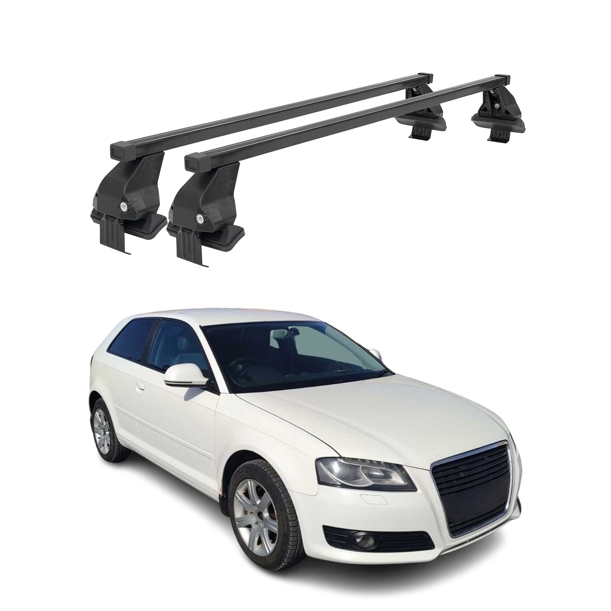 Menabo Dachträger für Audi A3 8PA Sportback 2005-2013 50kg Stahl Schwarz 2x