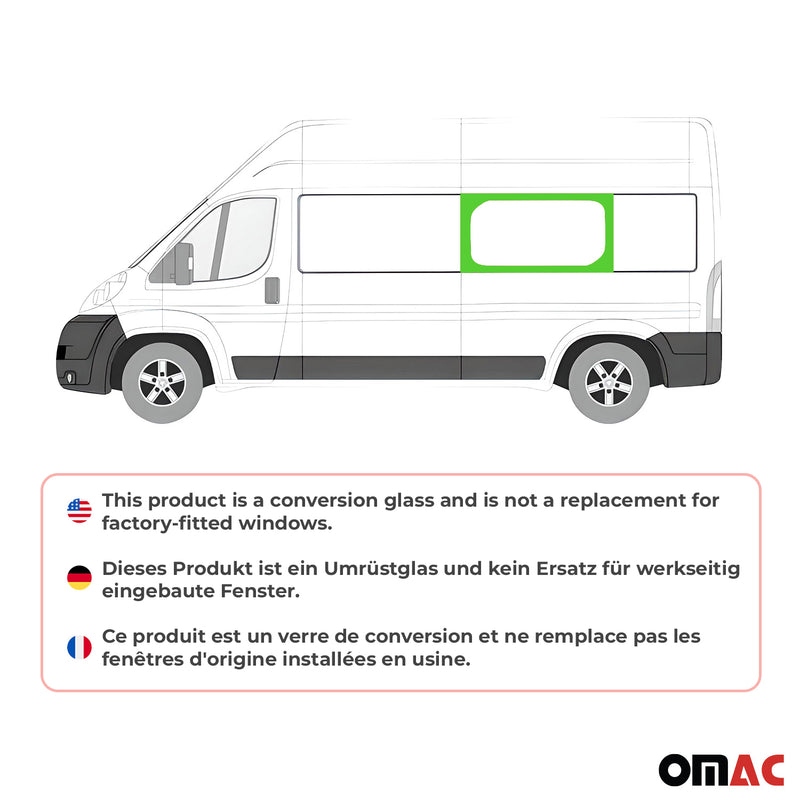 Fensterscheibe für Fiat Ducato 2006-2024 Mittlere linke Seite L3/L4 Schwarz