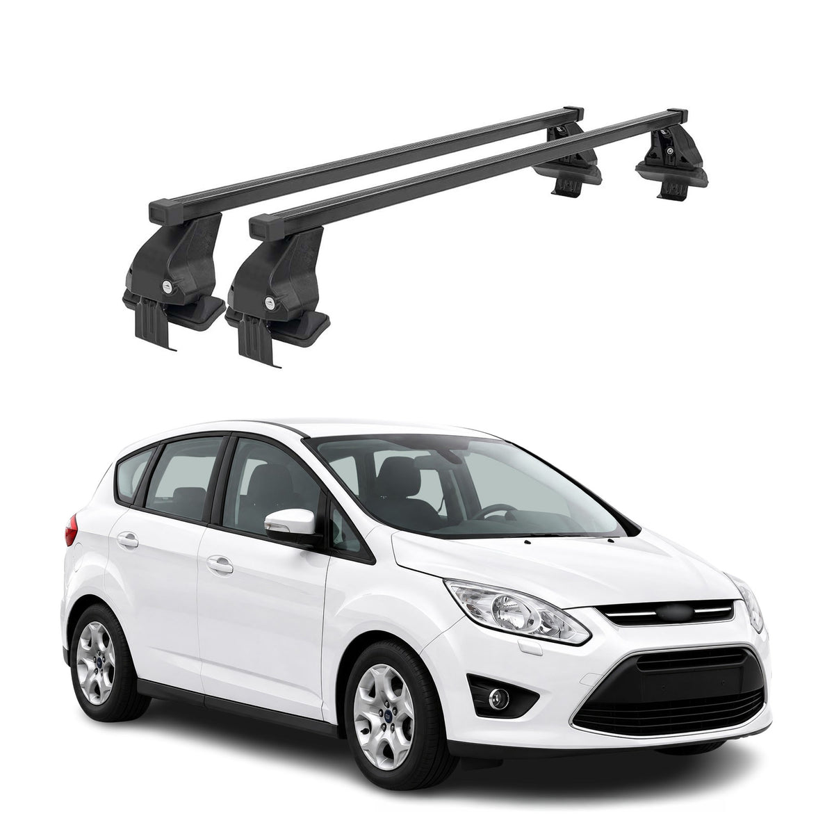 Menabo Stahl Dachträger Gepäckträger für Ford C-Max 2010-2019 Schwarz 2tlg