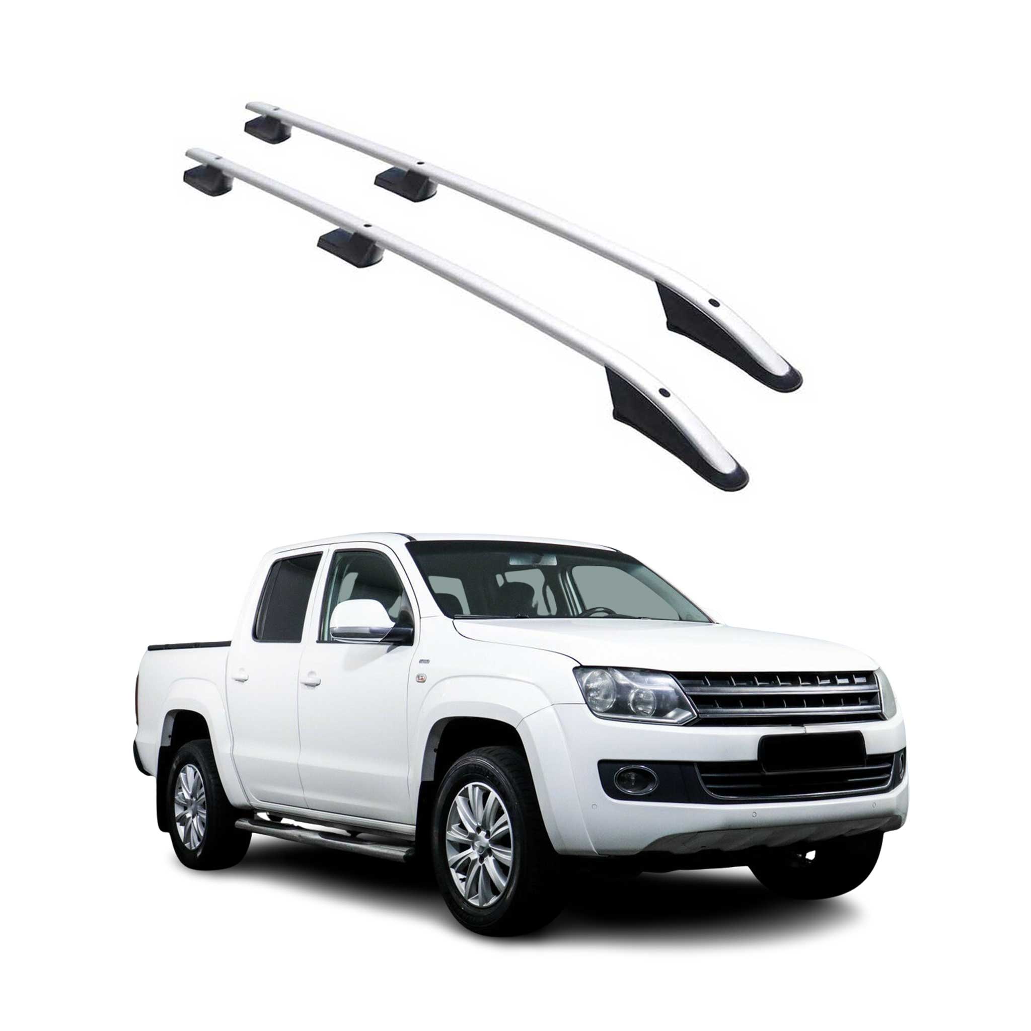 Aluminium Dachreling Querträger für VW Amarok DoubleCab 2010-2022 Silber 2x