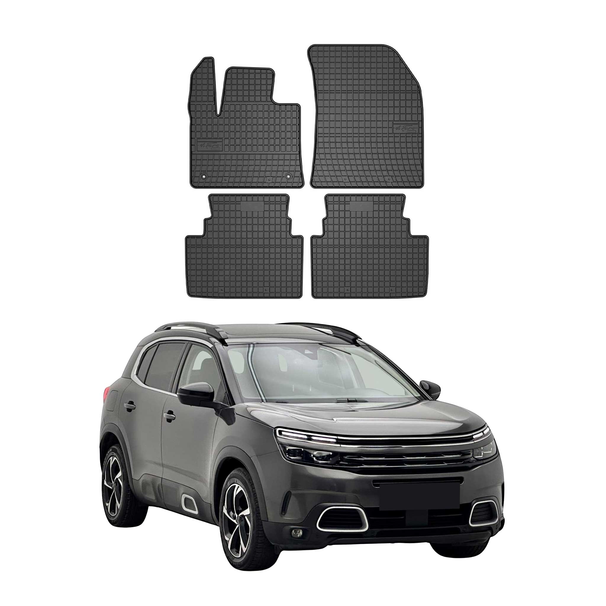 OMAC Gummi Fußmatten für Citroen C5 Aircross 2017-2025 Automatten Schwarz 4x