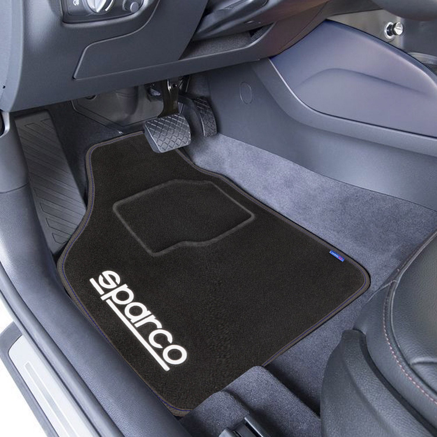 SPARCO Fußmatten Automatten Universal Blau Linie Autoteppich Alwettermatten 4x