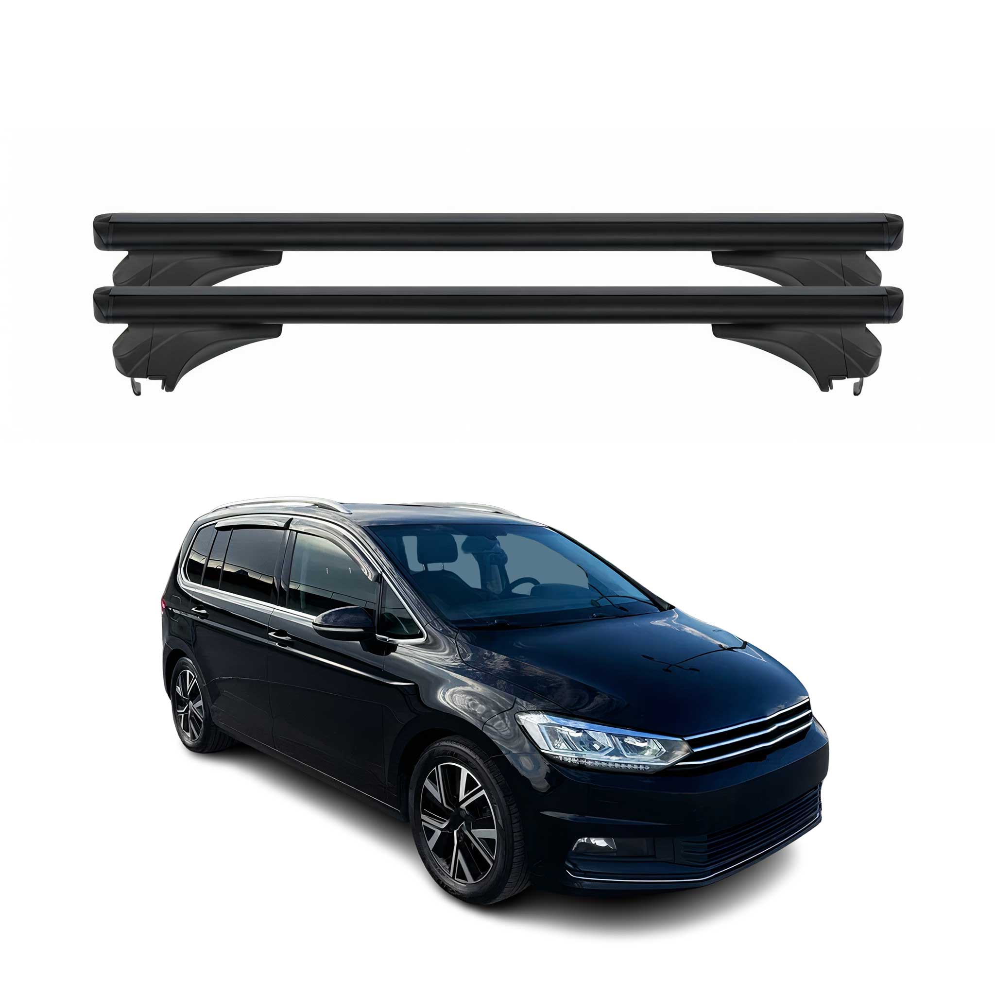 Menabo Dachträger Grundtäger für VW Touran II 5T 2015-2026 Aluminium Schwarz 2x