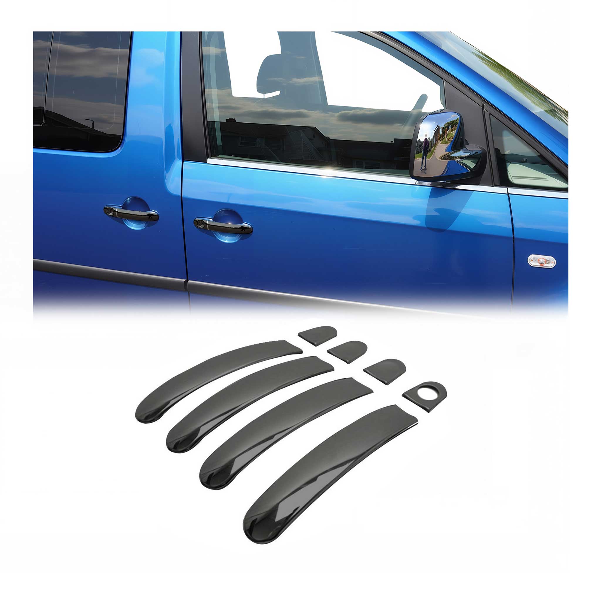Türgriff Blende für VW Transporter T5 2003-2015 4Tür Edelstahl Dunkel 8x