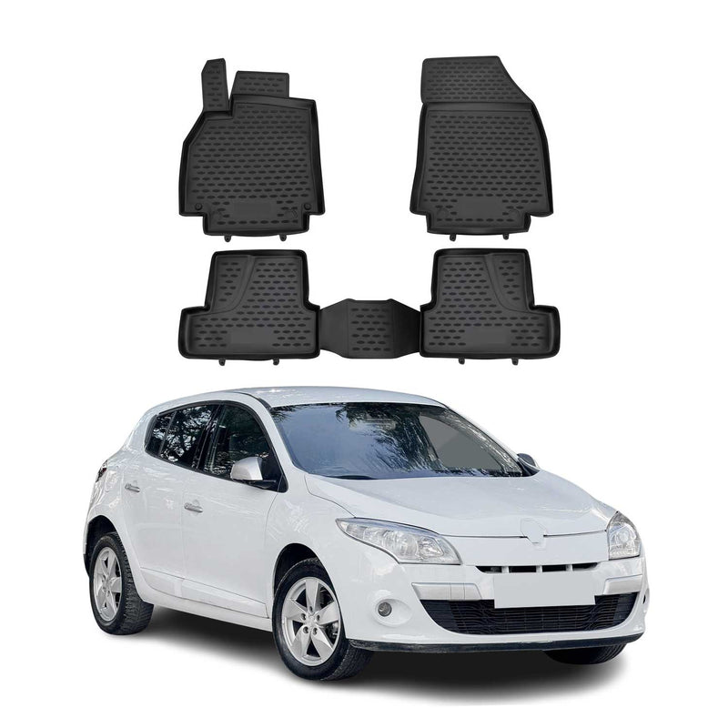 OMAC Gummimatten Fußmatten für Renault Megane 2010-2016 TPE Automatte Schwarz 4x