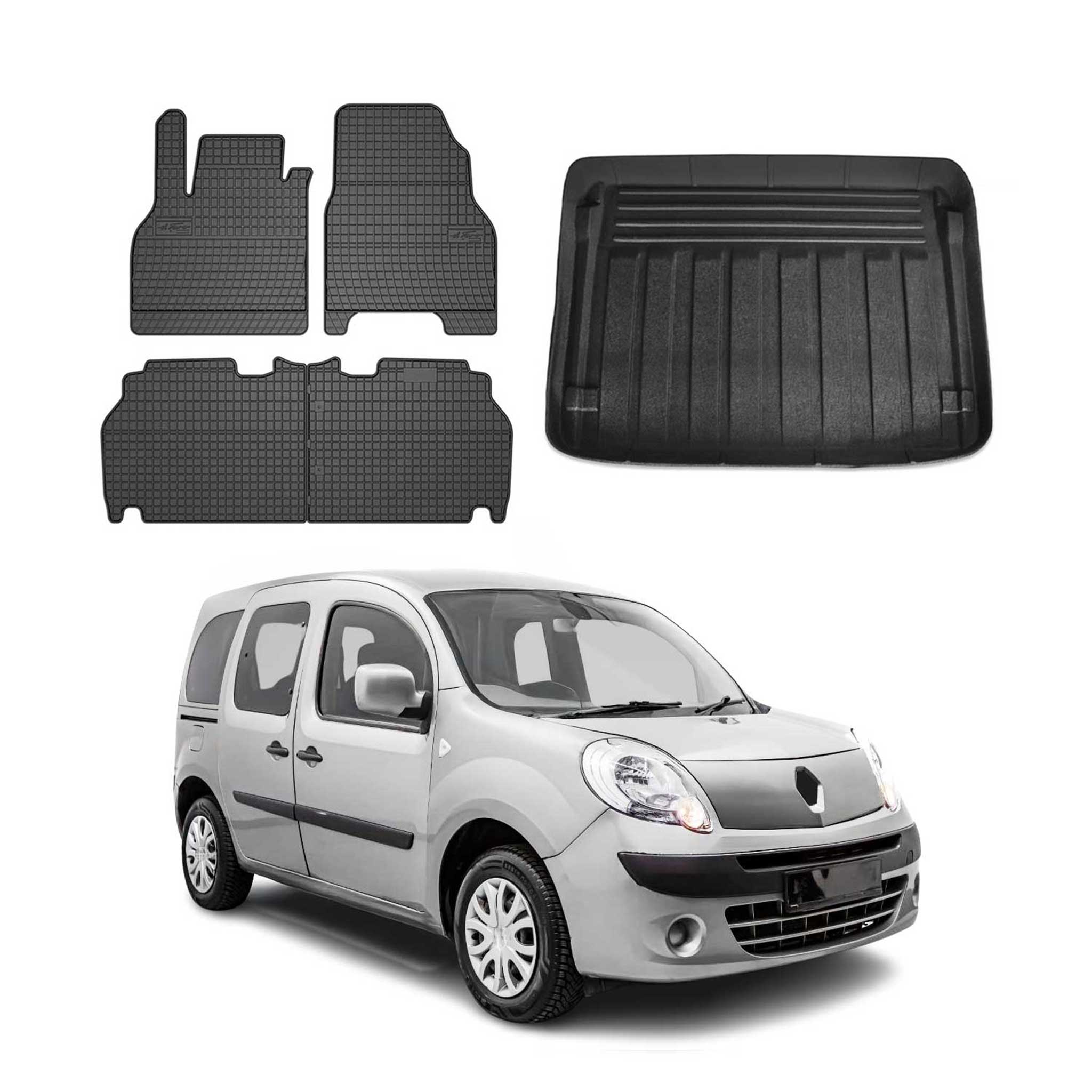 Fußmatten & Kofferraumwanne Set für Renault Kangoo Expression 2008-2010 Gummi 5x