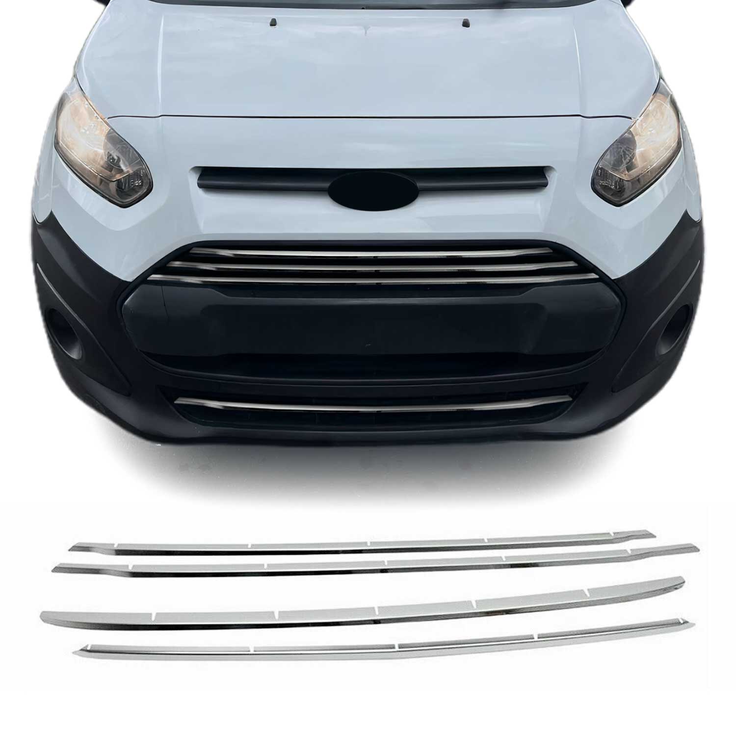 Kühlergrill Leisten Grillleisten für Ford Connect 2014-2019 Edelstahl Chrom 4x