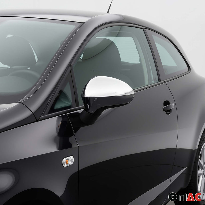 Spiegelkappen Spiegelabdeckung für Seat Leon 1P1 2005-2012 Edelstahl Silber 2tlg