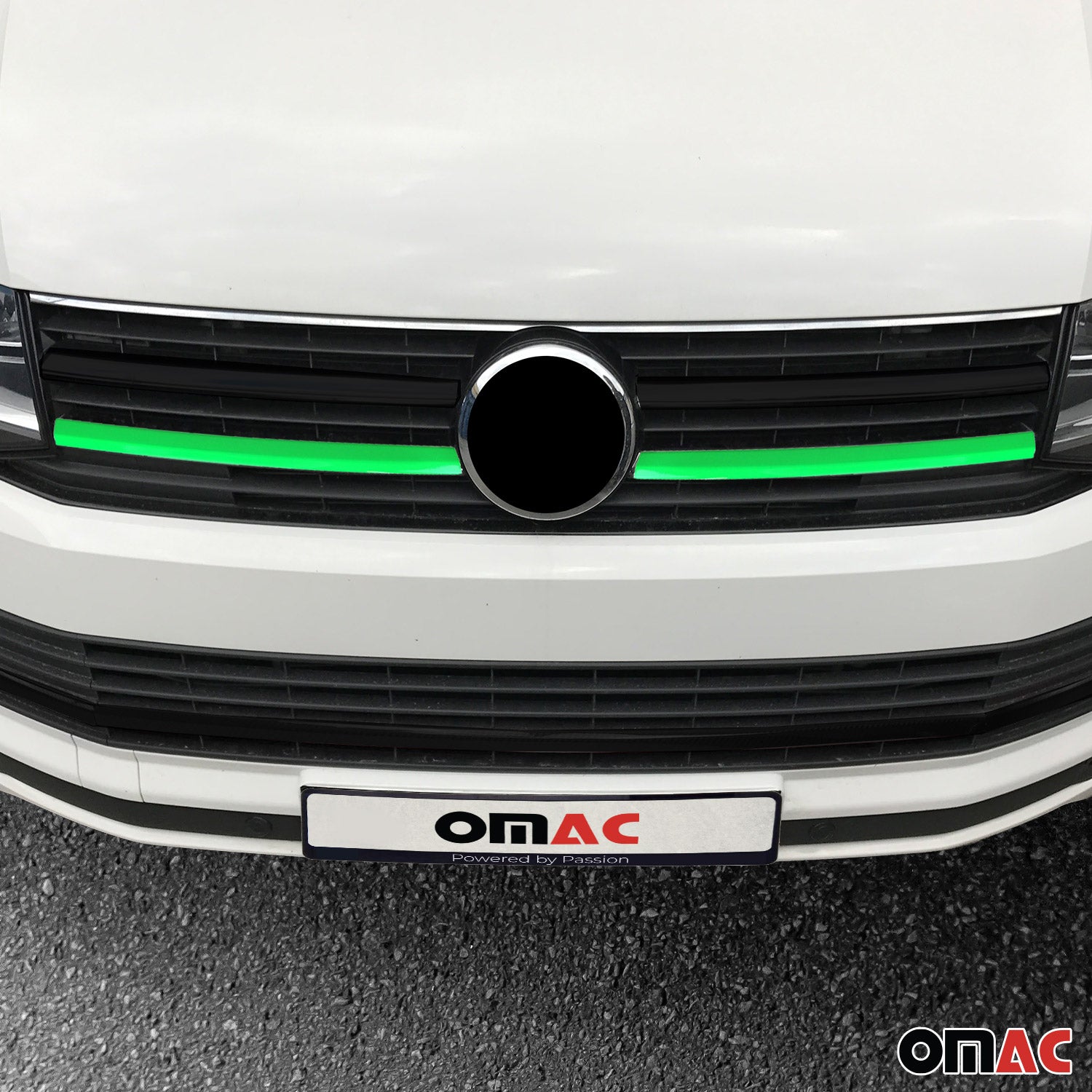 Kühlergrill Leiste Grillleisten für VW T6 2015-2019 Highline Edelstahl Grün 2tlg