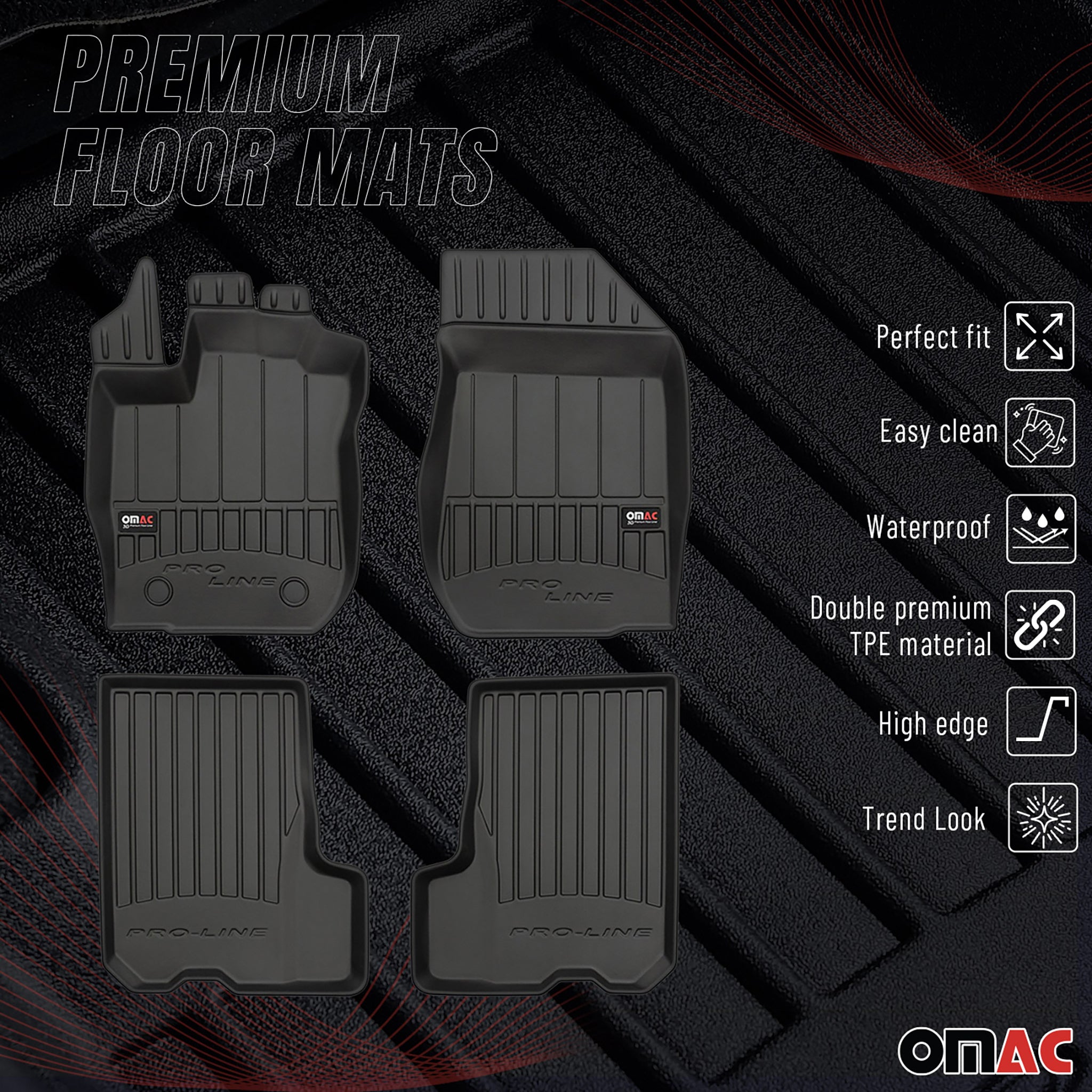 OMAC Gummi Fußmatten für Dacia Sandero 2012-2020 Premium TPE Automatten 4tlg