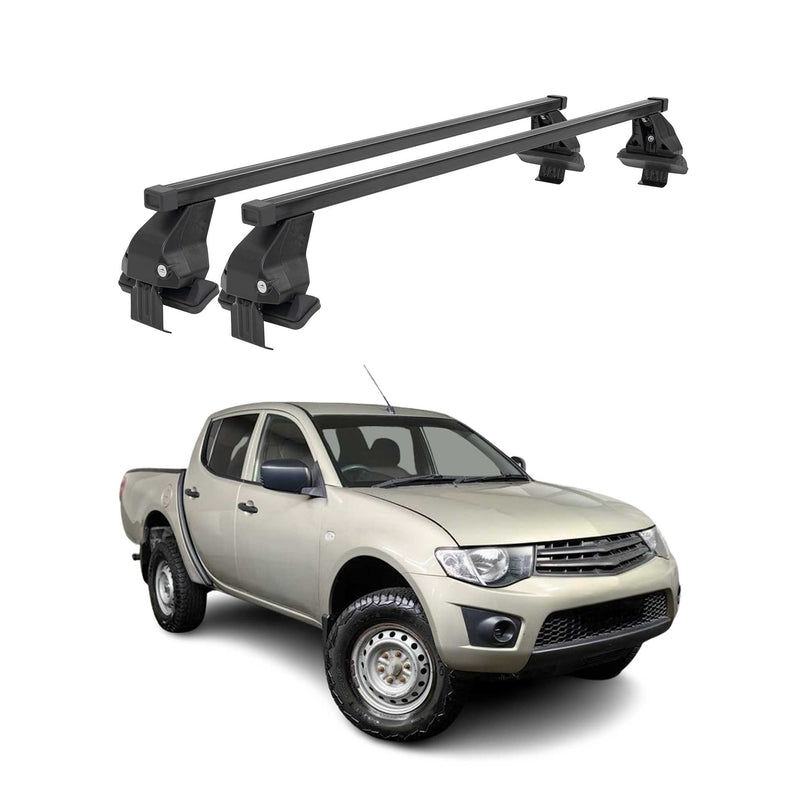 Menabo Dachträger Grundtäger für Mitsubishi L200 2005-2015 50kg Stahl Schwarz 2x