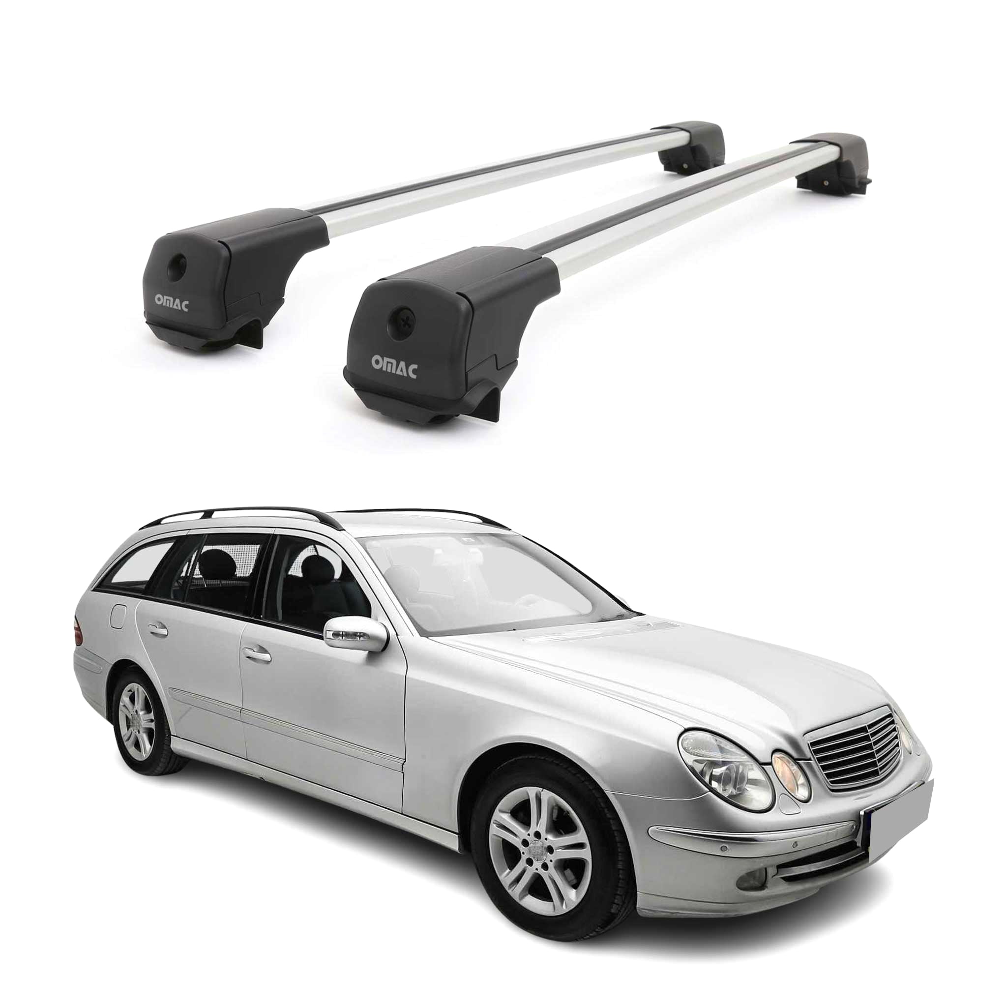 Dachträger für Mercedes E Klasse S211 Kombi 2004-2009 Aluminium 75kg Grau 2tlg