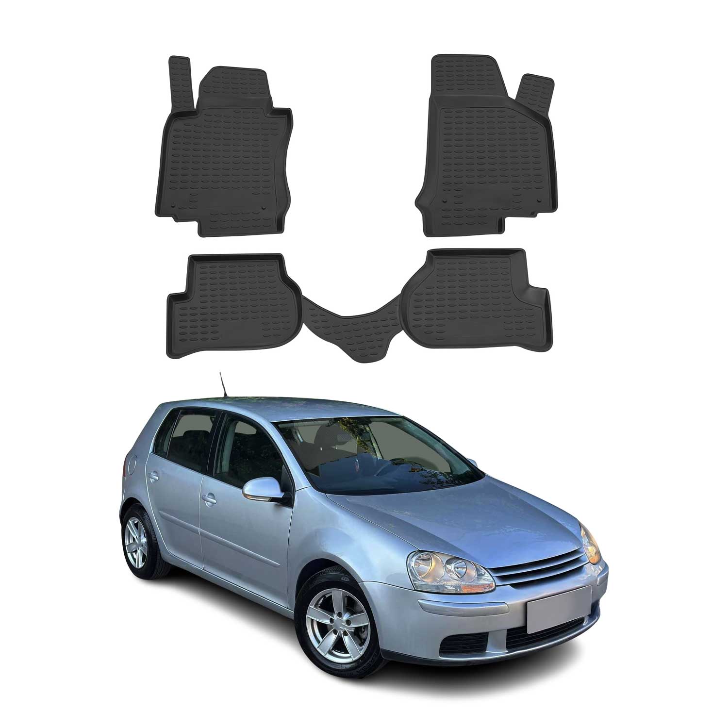 OMAC Gummimatten Fußmatten für VW Golf Mk5 2003-2009 TPE Automatten Schwarz 4x
