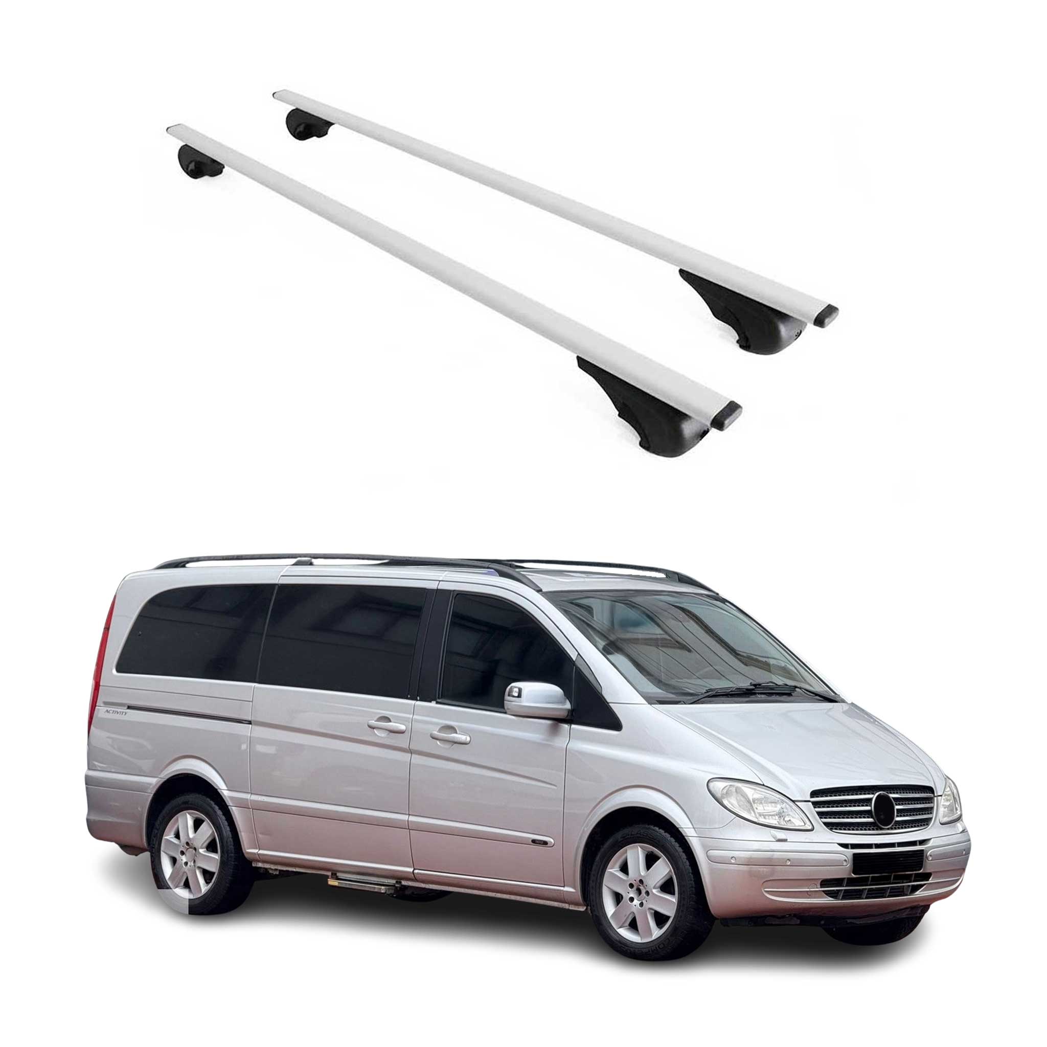 Dachträger Grundtäger für Mercedes Viano W639 2003-2014 75kg Metall Silber 2 tlg
