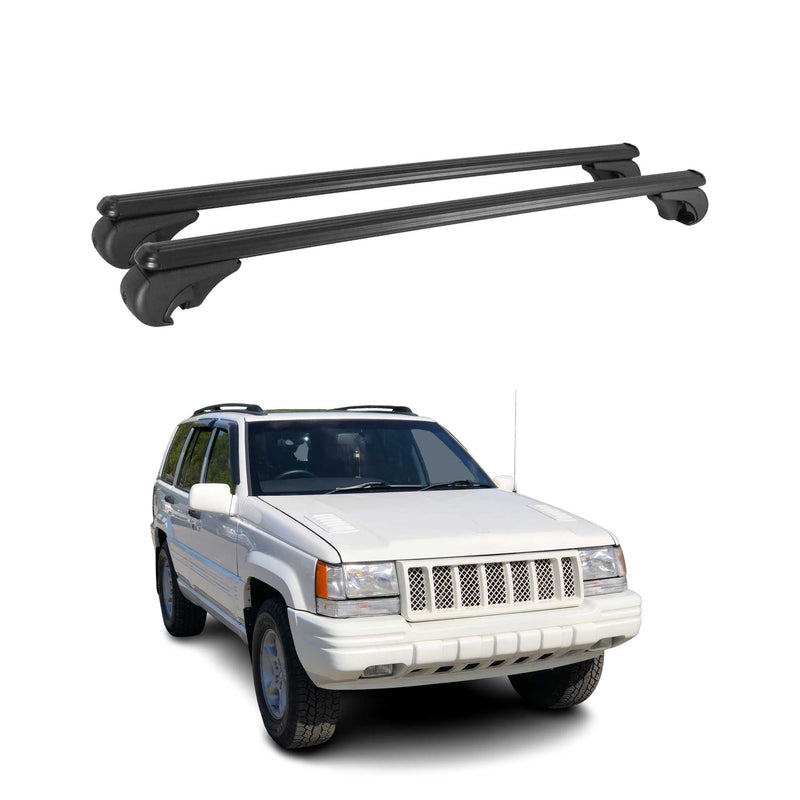 Dachträger für Jeep Grand Cherokee 1991-1999 Gepäckträger Aluminium Schwarz 2x