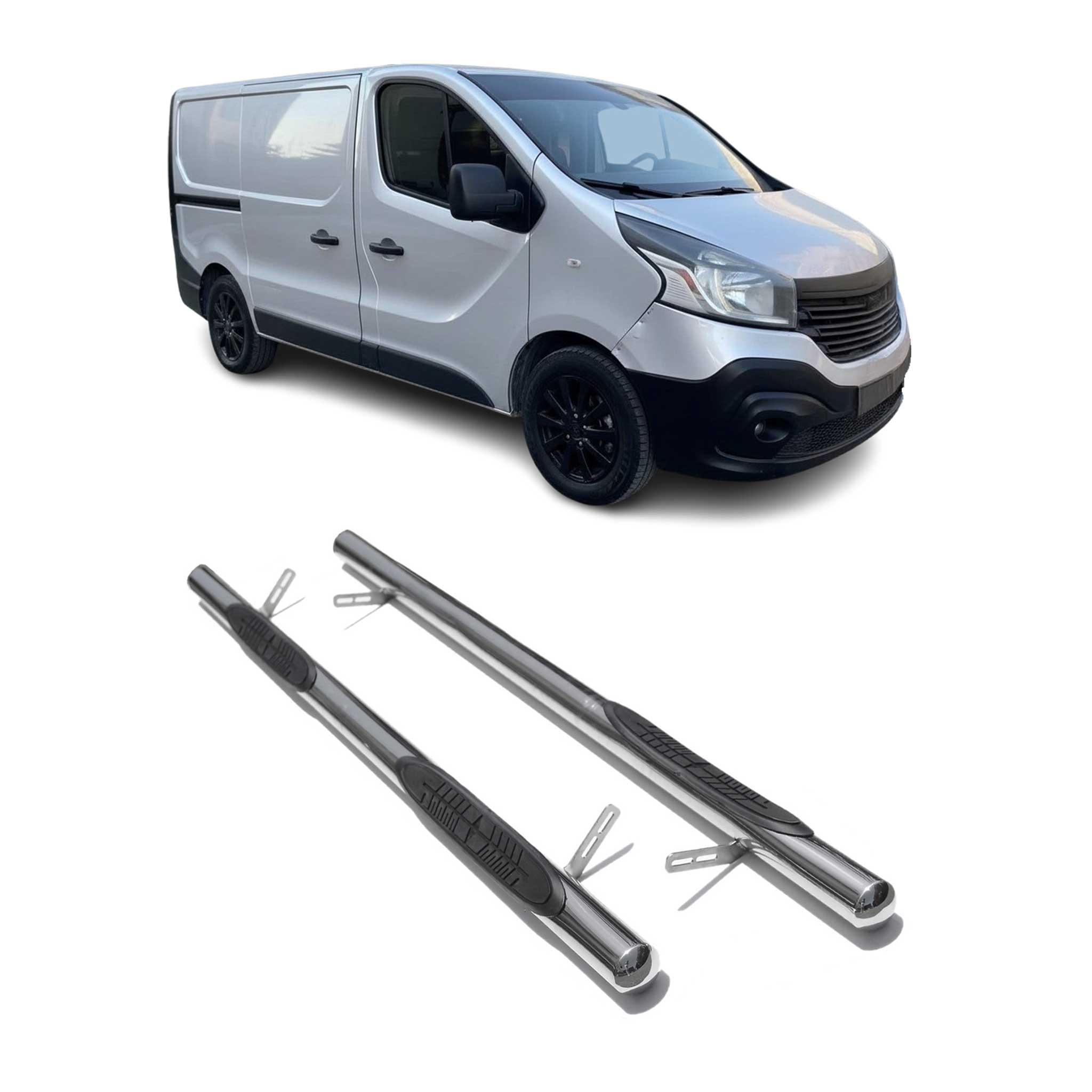Edelstahl Trittbretter Schwellerrohre für Renault Trafic 2014-2026 Kurzer Silber