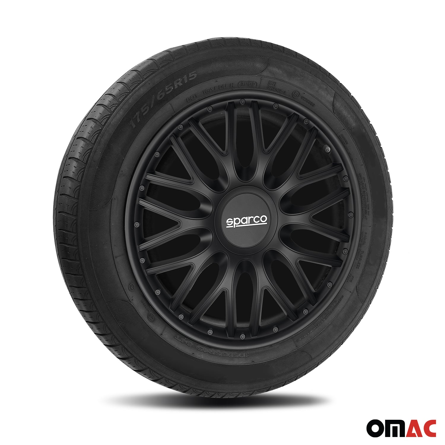 Radkappen Radzierblenden Sparco Roma 16" Zoll Auto Abdeckung Set Schwarz 4x