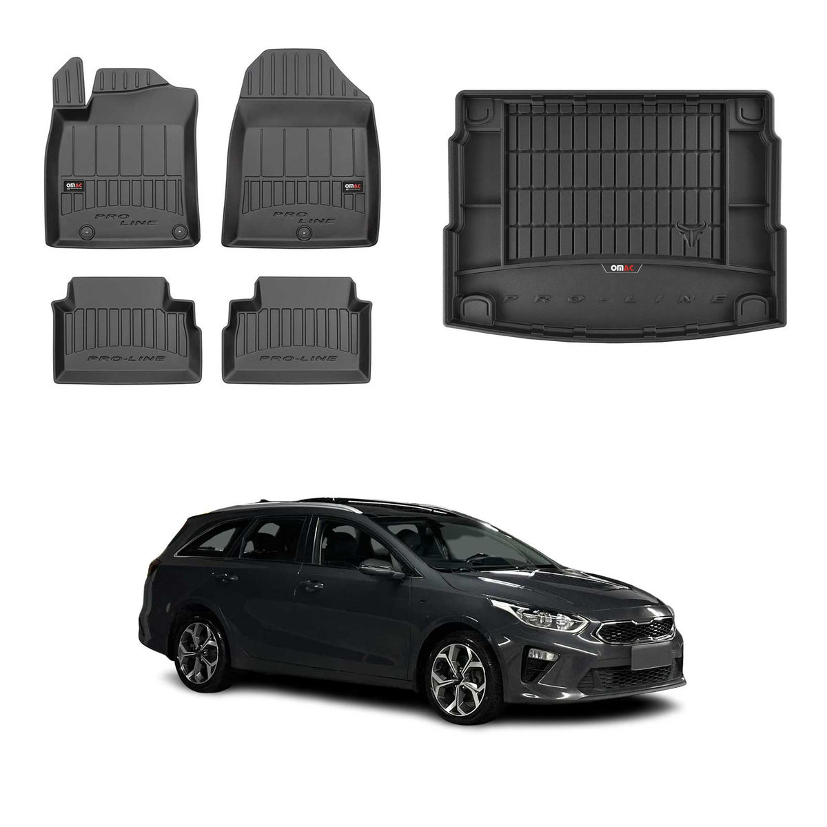 Fußmatten & Kofferraumwanne Set für Kia Ceed III Schrägheck 2019-2026 obere