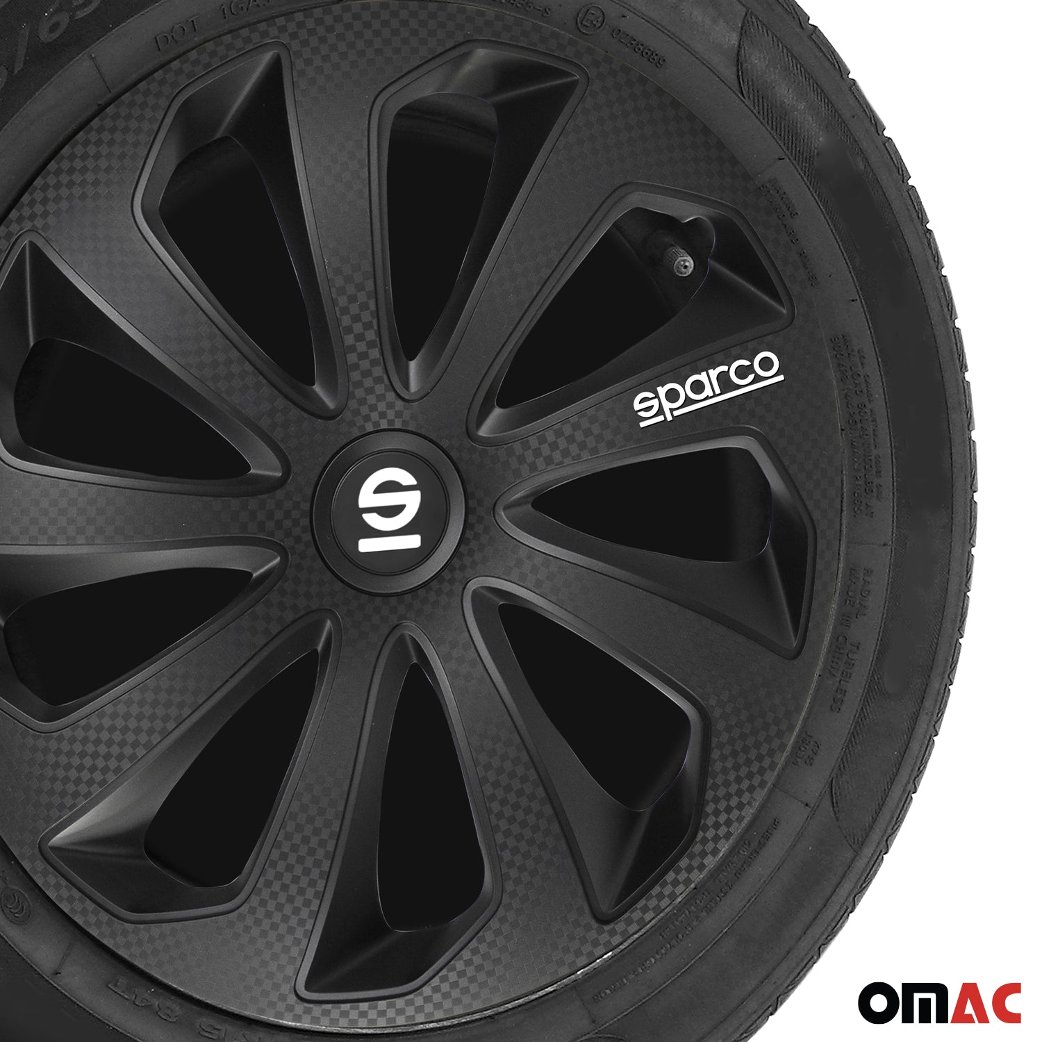 Radkappen Radzierblenden Sparco Sicilia 16" Zoll Abdeckung Set Schwarz Carbon 4x