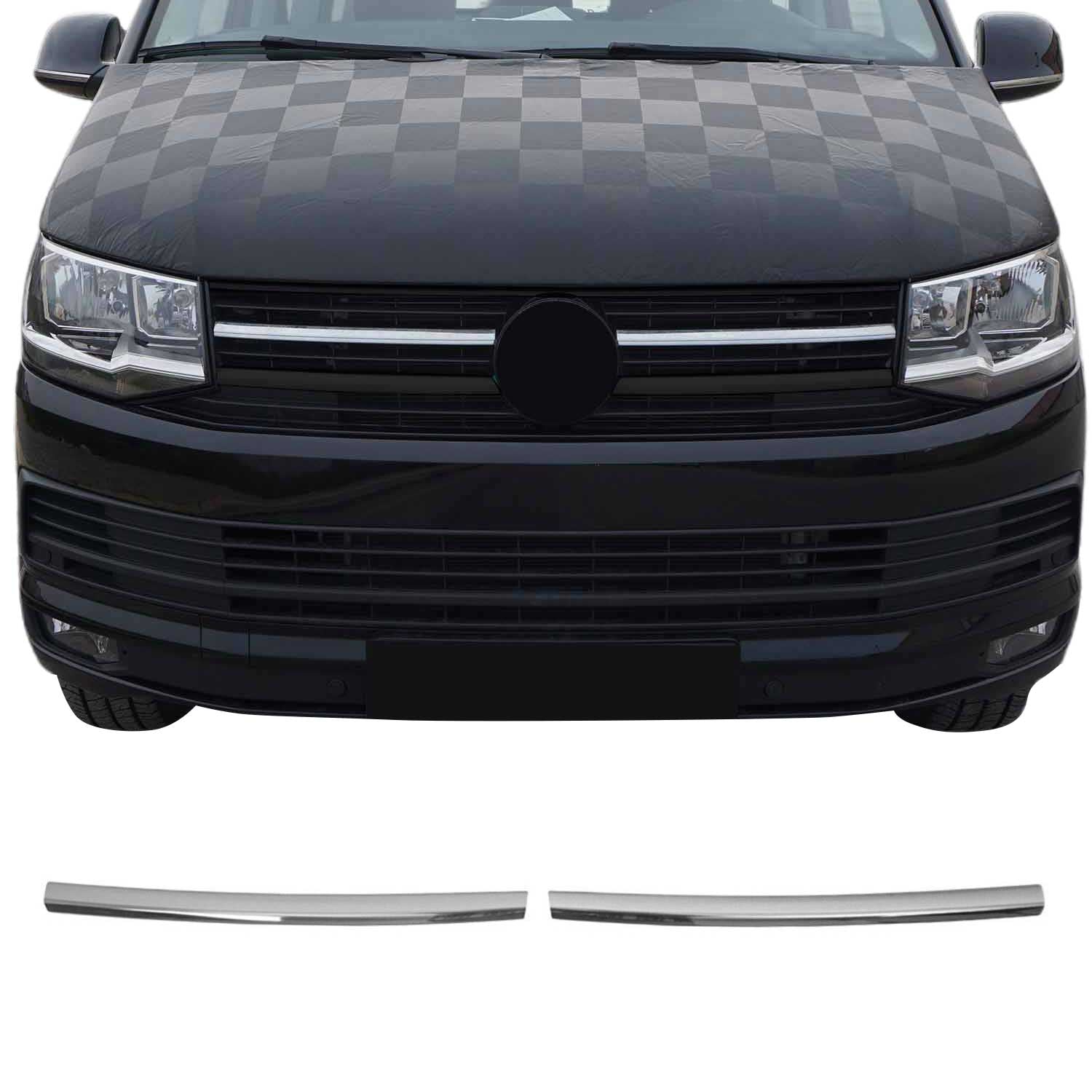 Kühlergrill Leiste Grillleisten für VW T6 Transporter 2015-19 Edelstahl Chrom 2x