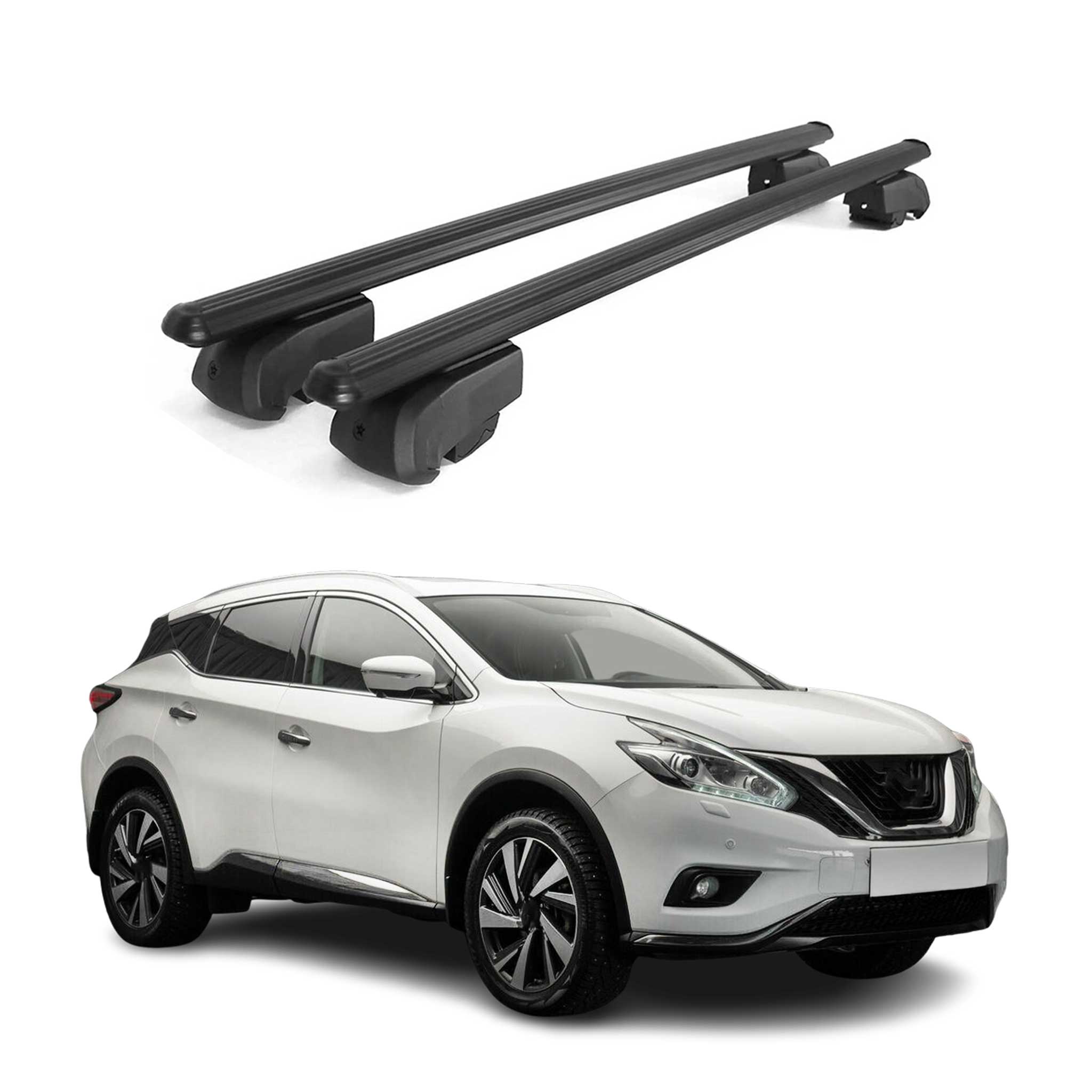 Dachträger Grundträger für Nissan Murano III 2015-2024 Aluminium Schwarz 2tlg