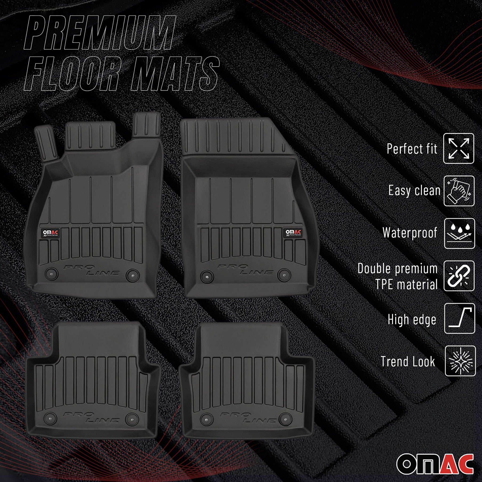 OMAC Gummi Fußmatten für Opel Insignia 2008-2017 Premium TPE Automatten 4tlg