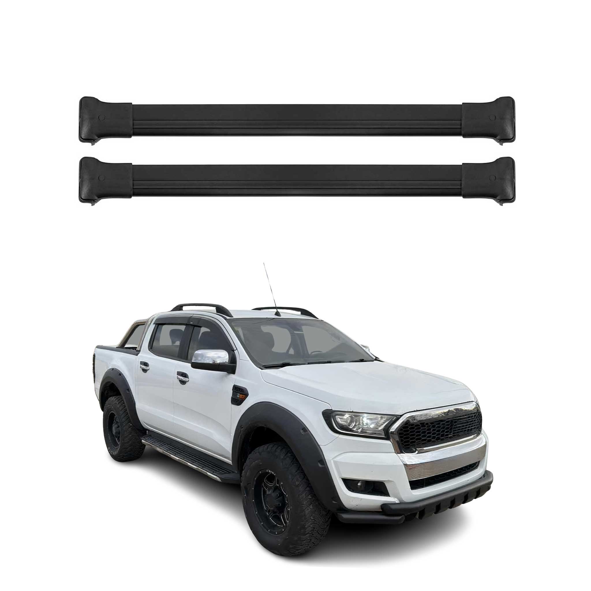 Dachträger Grundtäger für Ford Ranger T6 P375 2011-2022 Aluminium Schwarz 2 tlg
