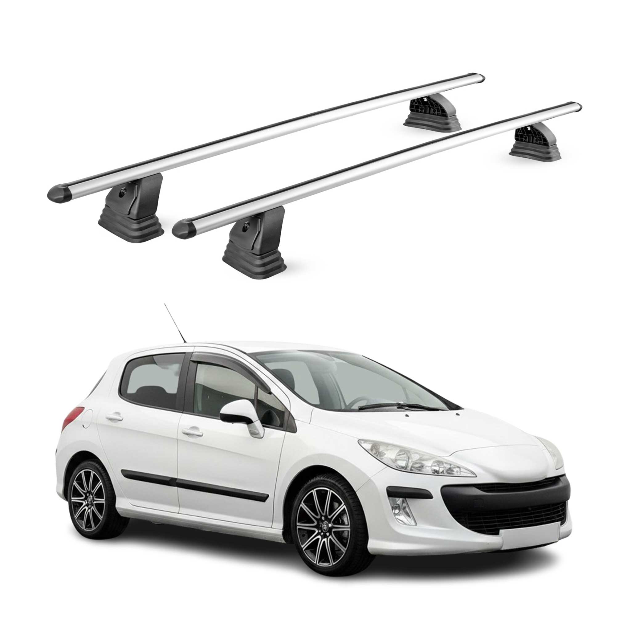 Alu Dachträger für Peugeot 308 I Schrägheck Kombi 2007-2013 TÜV T-Nut 2x Silber