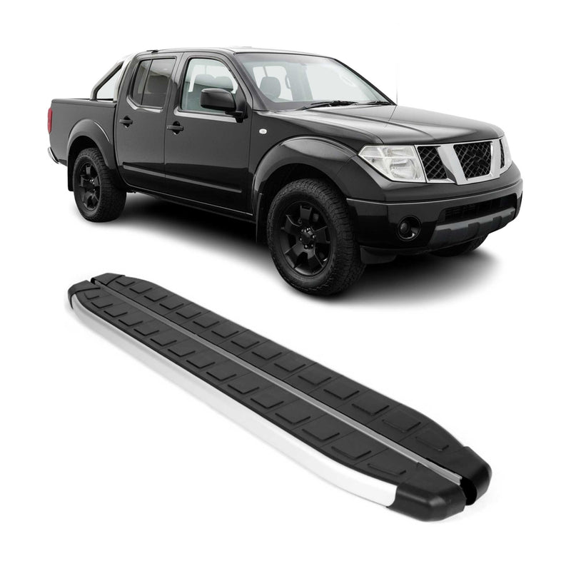Seitenbretter Trittbretter für Nissan Navara D40 2005-15 Double Cab Alu Schwarz