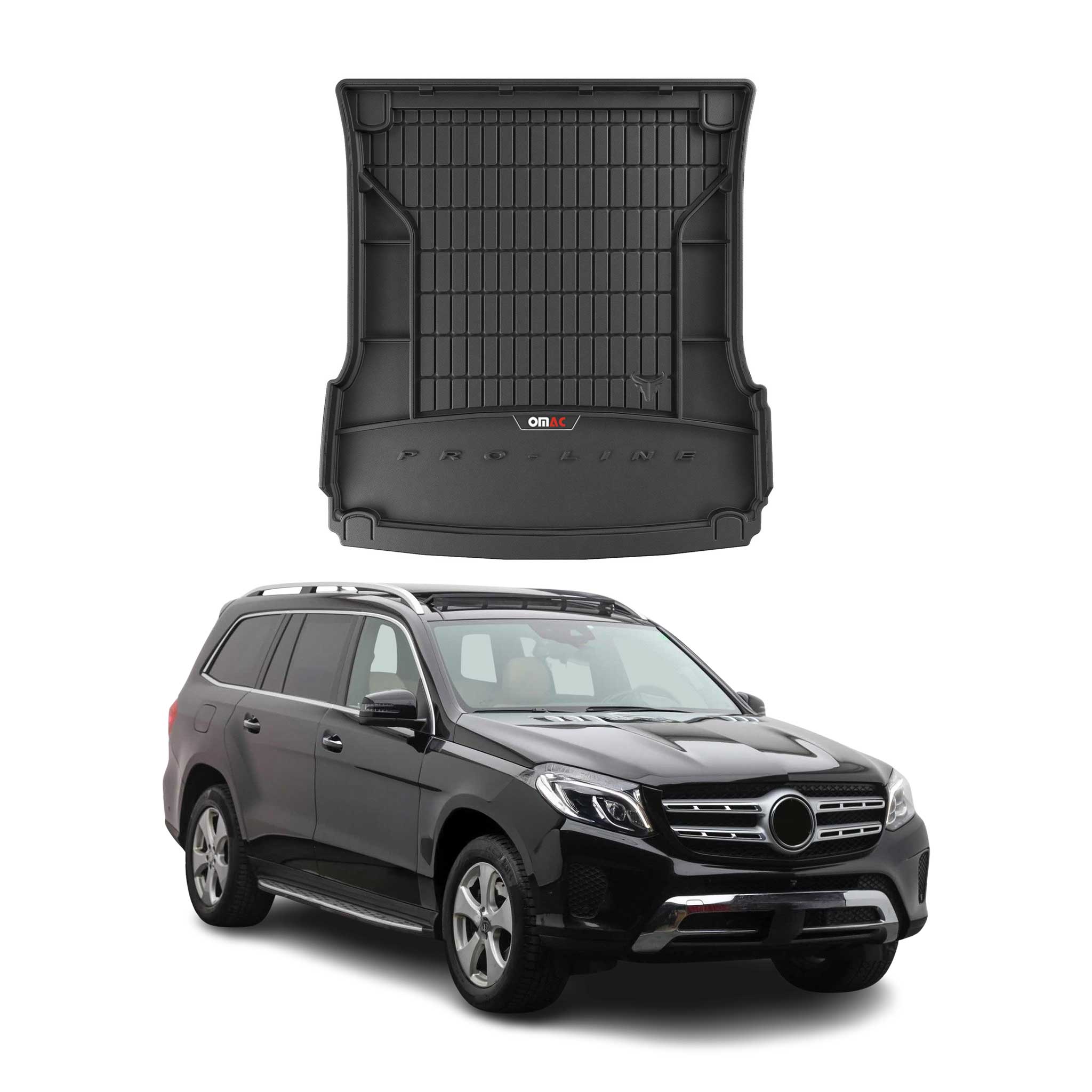 OMAC Gummi Kofferraumwanne für Mercedes GLS 2015-2019 Klappbare 3.Reihe Schwarz