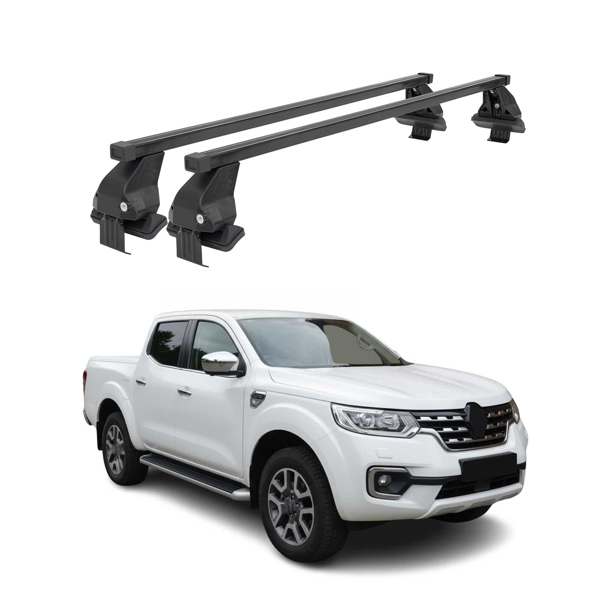 Menabo Dachträger Grundtäger für Renault Alaskan 2017-2021 50kg Stahl Schwarz 2x