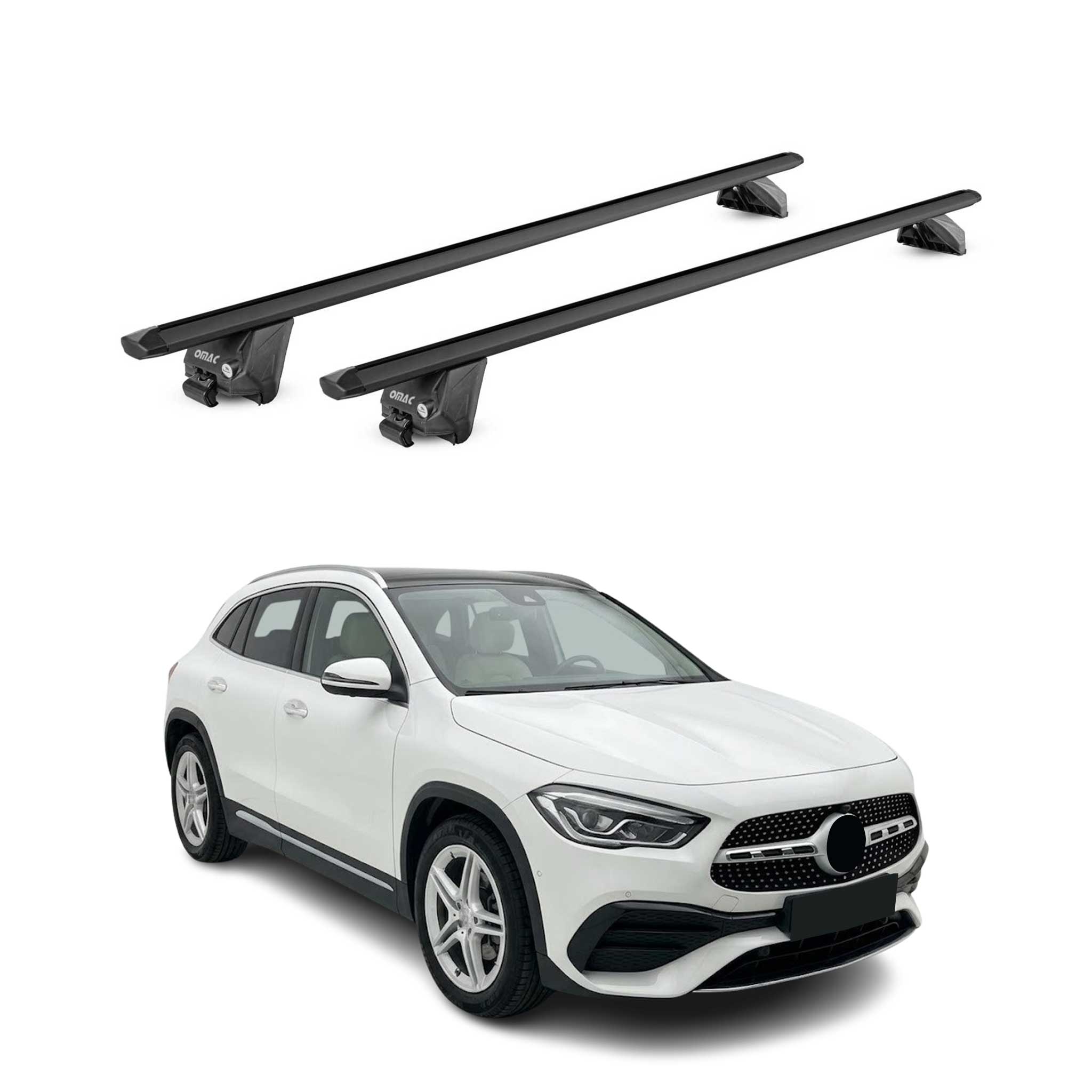 Dachträger für Mercedes GLA H247 2020-2026 100kg Aluminium Schwarz 2 tlg ABE