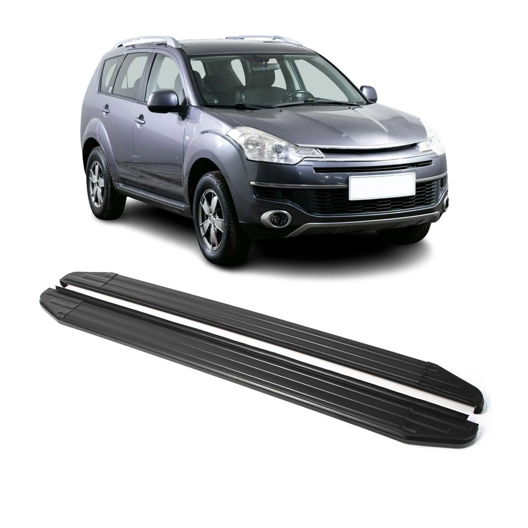 Trittbretter Seitenschweller für Citroen C-Crosser 2007-2013 ABE Schwarz Alu