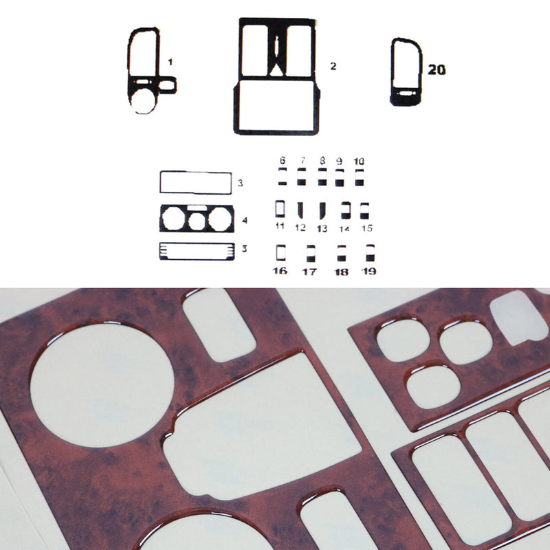 Innenraum Dekor Cockpit für VW Polo 1999-2001 Wurzelholz Optik 20tlg