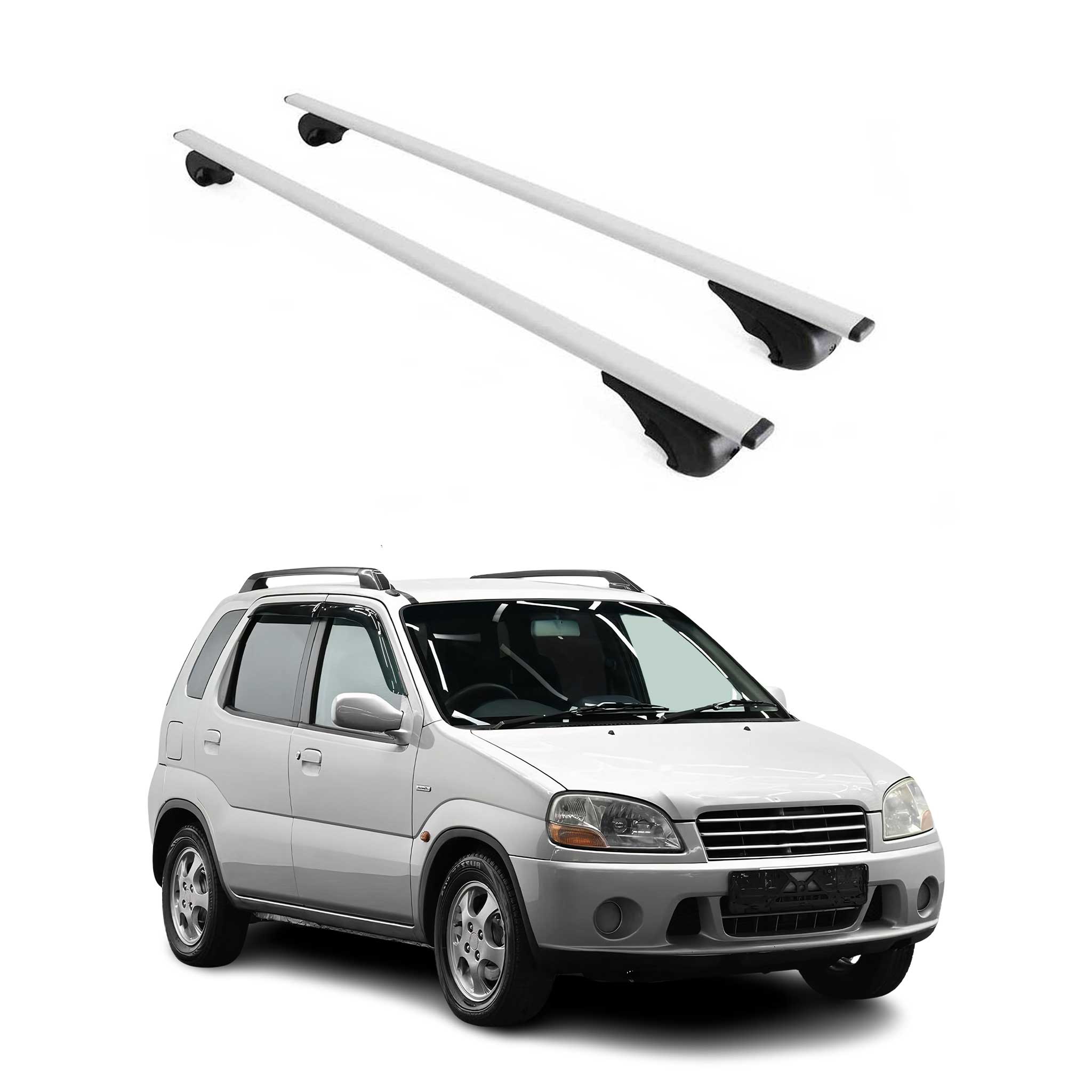 Dachträger Grundtäger für Suzuki Ignis mk1 2000-2008 75kg Metall Silber 2 tlg