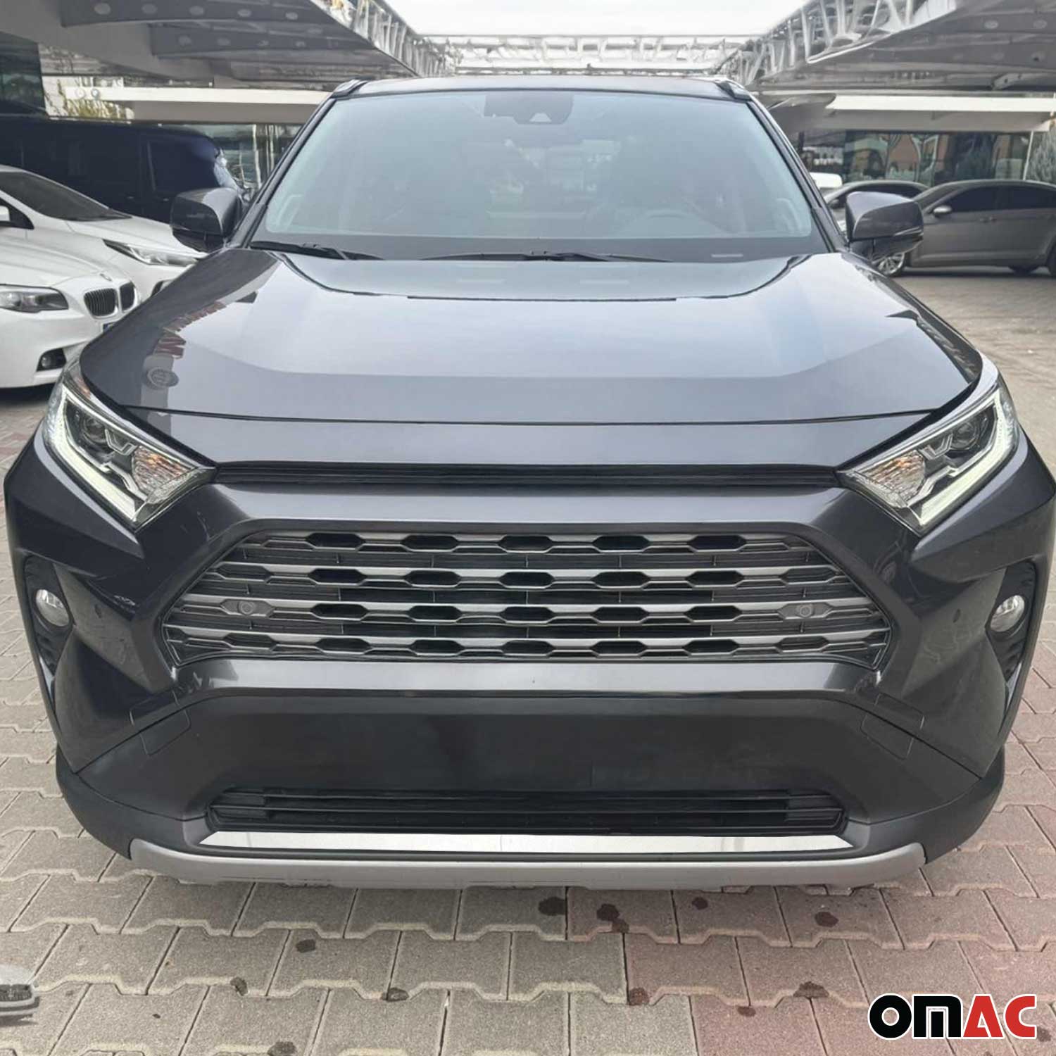 Kühlergrill Leisten Grillleisten für Toyota RAV4 2018-2025 Edelstahl Silber 1tlg