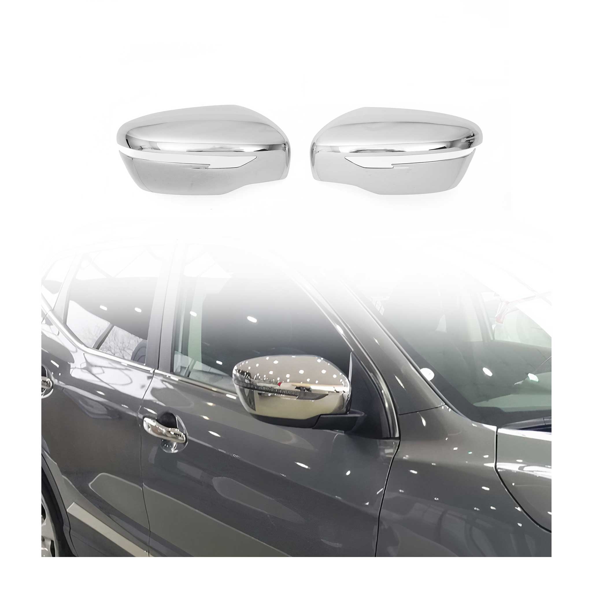 Spiegelkappen Spiegelabdeckung für Nissan Juke Facelift F15 2014-2019 Chrom ABS